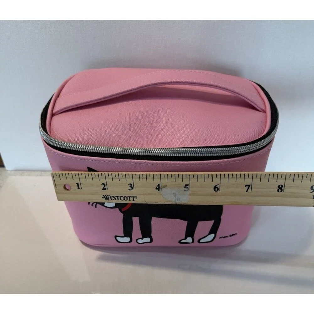 Marc Tetro Black Cat Cosmetic Makeup Bag Pink Retro Travel Zippered Kitten